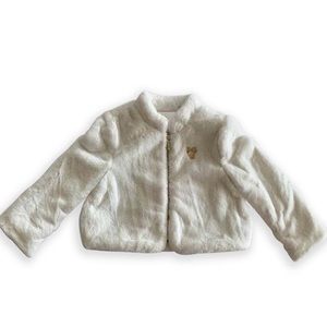 Faux Fur White Minnie Gold Accent Jacket